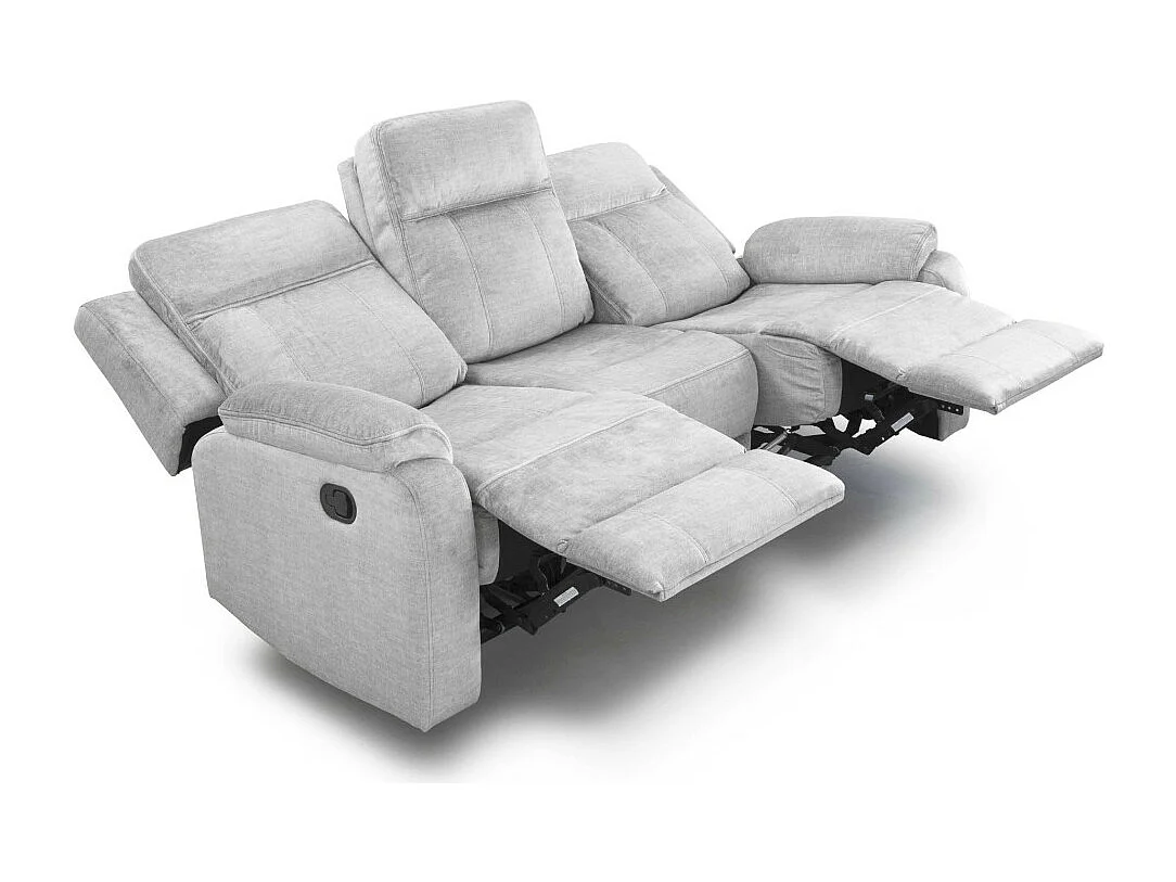 Sofá relax de 3 plazas reclinable manual de 101x203x95 cm de tela en color gris Reimon