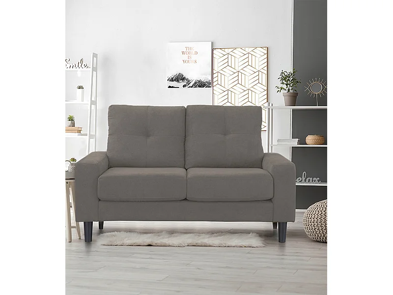 Sofá de 2 plazas de 96x145x78 cm de tela en color beige con patas negras Brooklyn