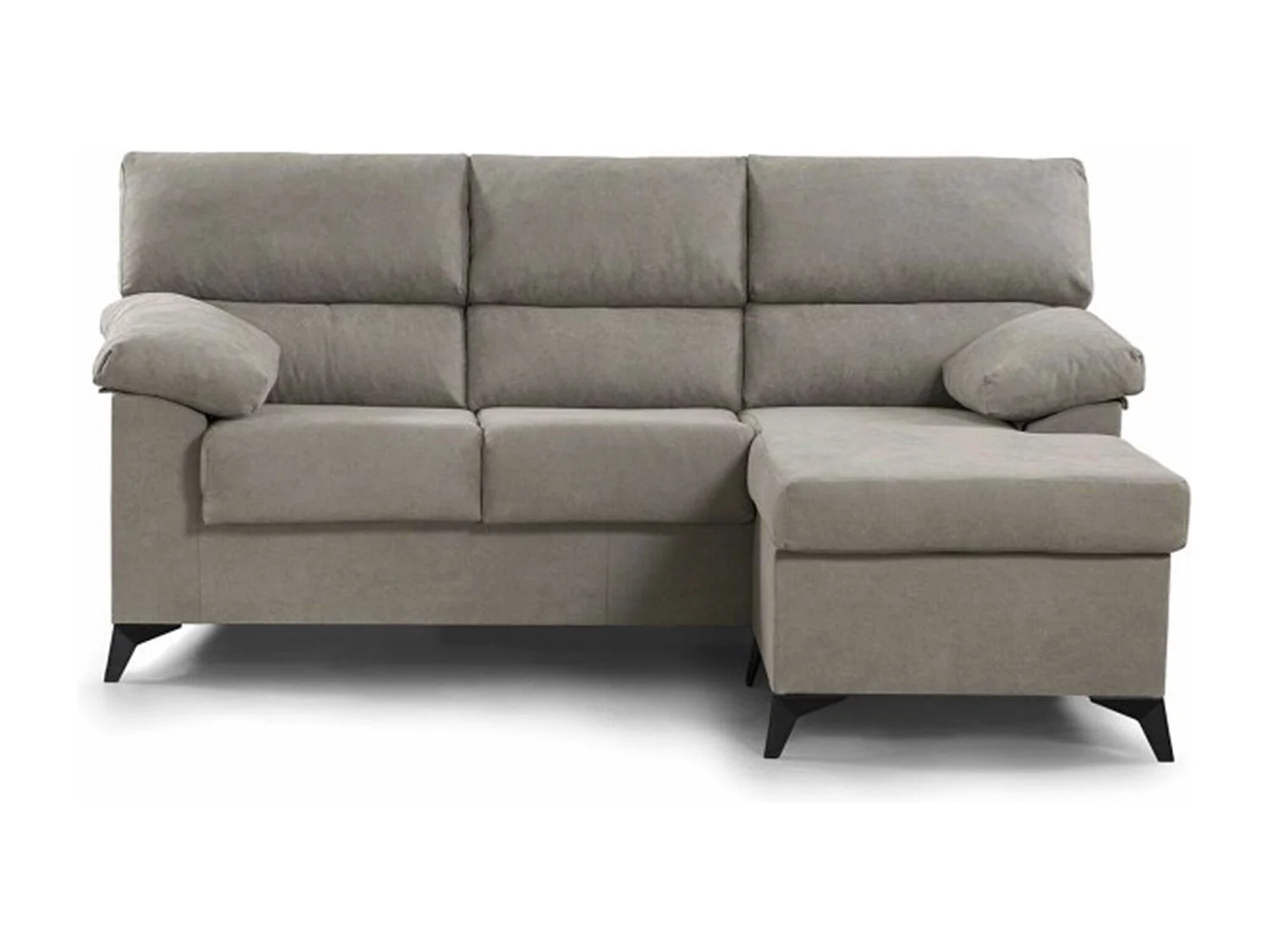 Sofá Chaise Longue de 100x241x157 cm de tela beige tostado y patas en color negro Hilton