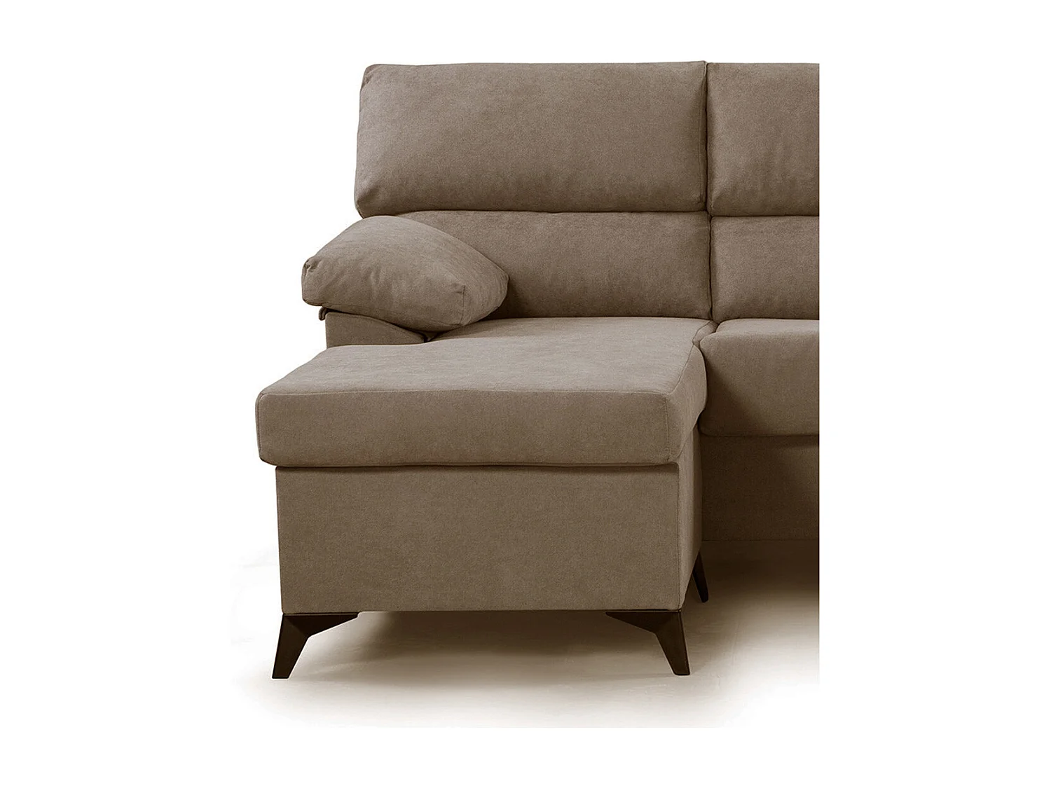 Sofá Chaise Longue de 100x241x157 cm de tela beige tostado y patas en color negro Hilton