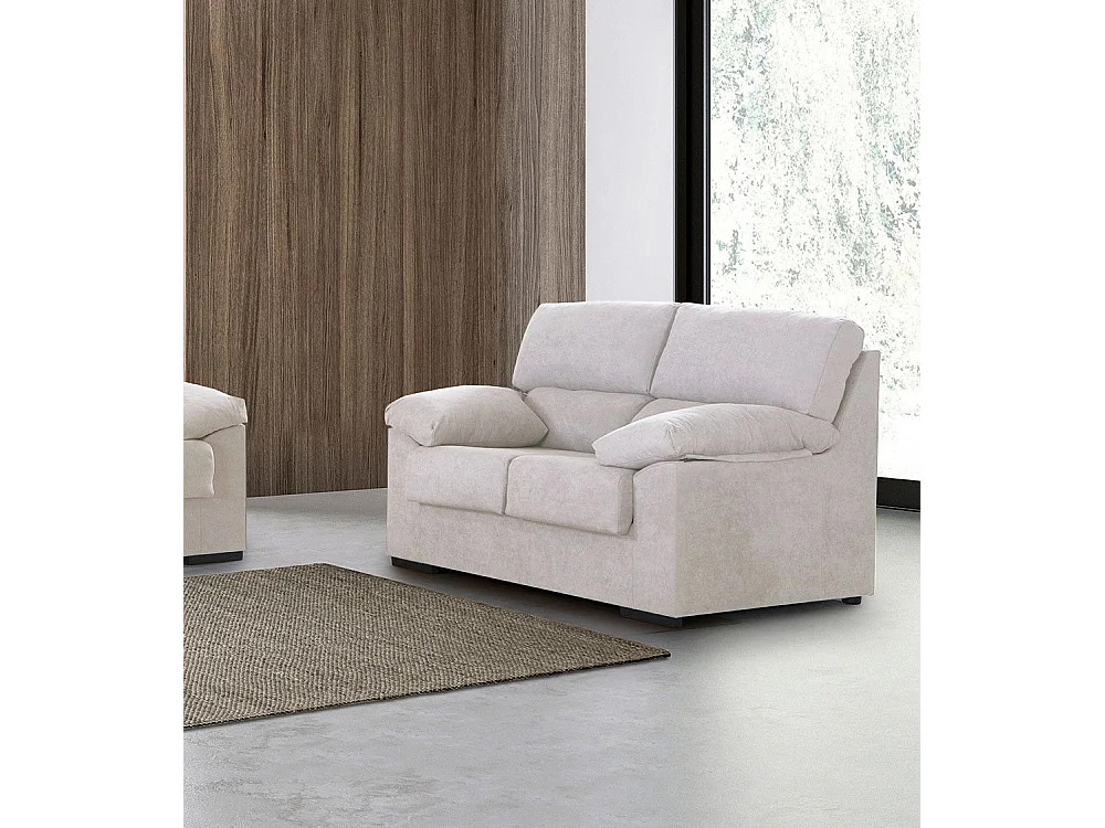 Sofá de 2 plazas de 140x97x85 cm de tela de microfibra antimanchas en color beige Denver