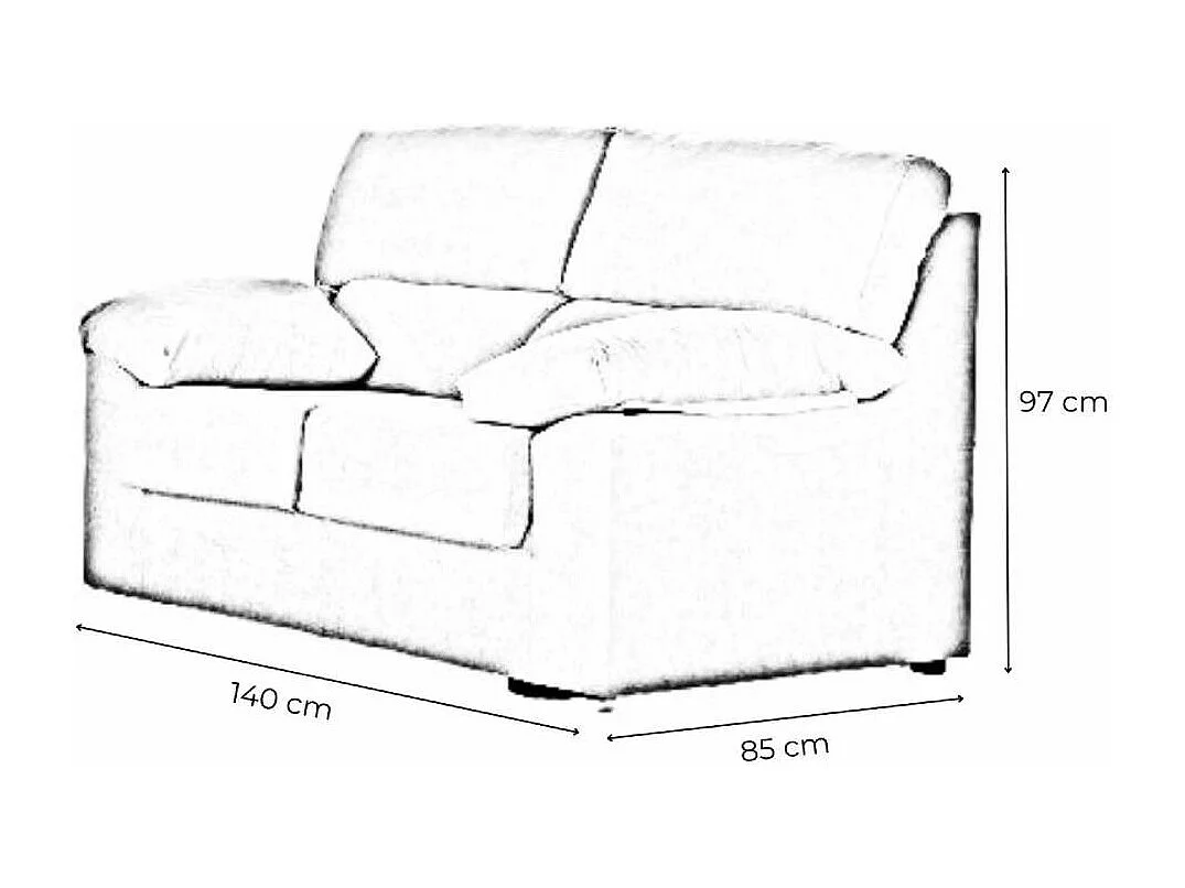 Sofá de 2 plazas de 140x97x85 cm de tela de microfibra antimanchas en color beige Denver