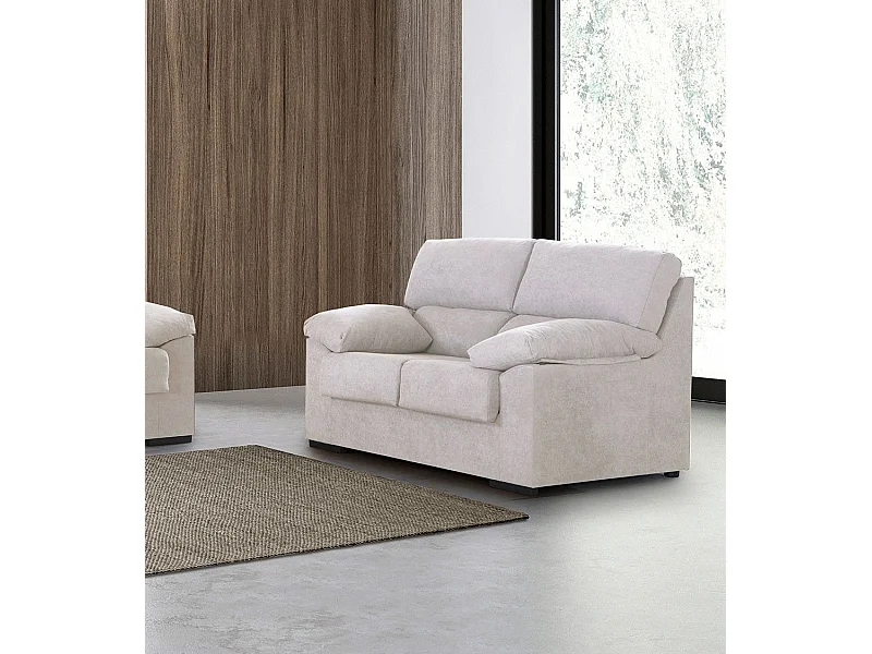 Sofá de 2 plazas de 140x97x85 cm de tela de microfibra antimanchas en color beige Denver