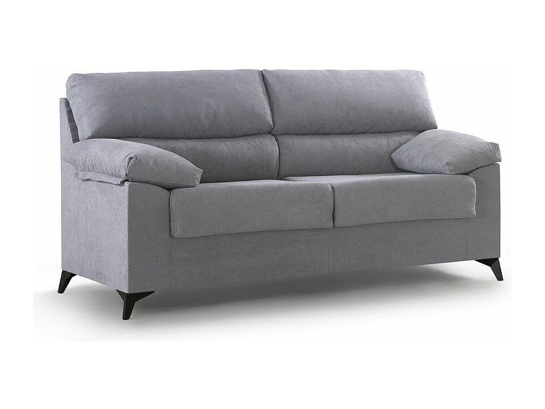 Sofá de 3 plazas de 180x110x85 cm de tela de microfibra en gris y patas negras Hilton