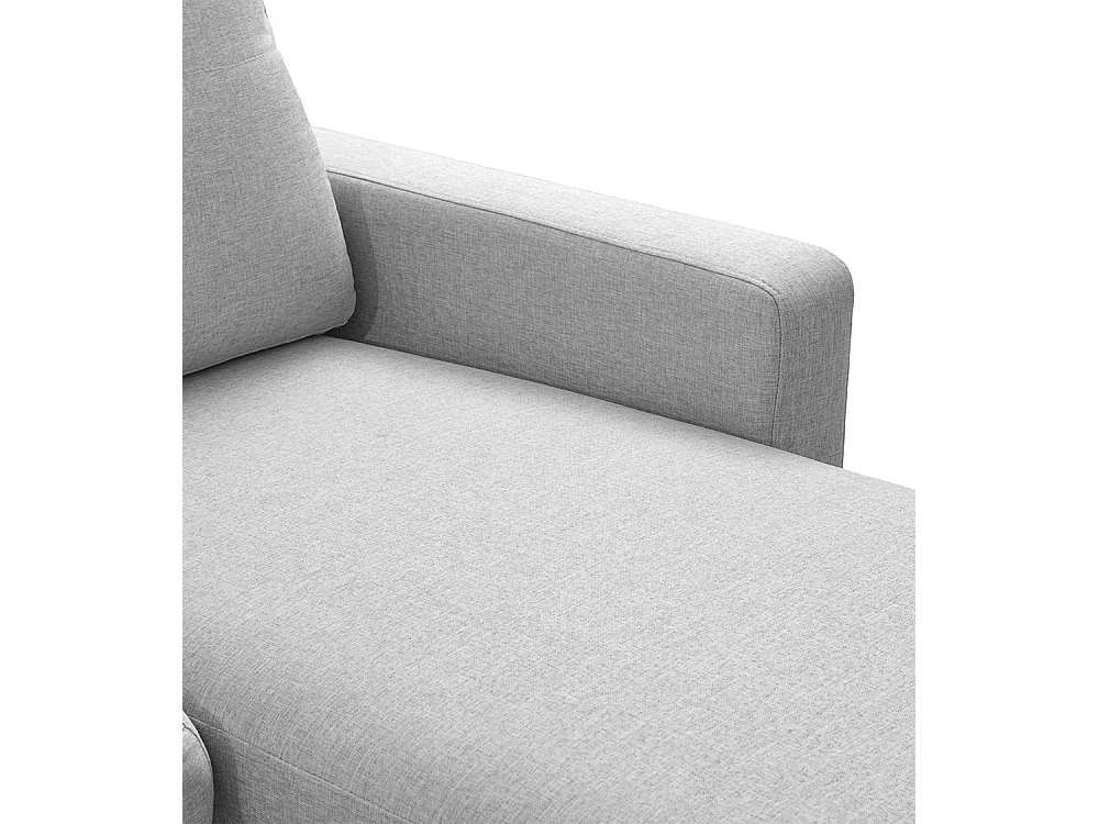 Sofá chaise longue de 87x184x74 cm de tela en color gris y patas de imitación madera en beige Clin