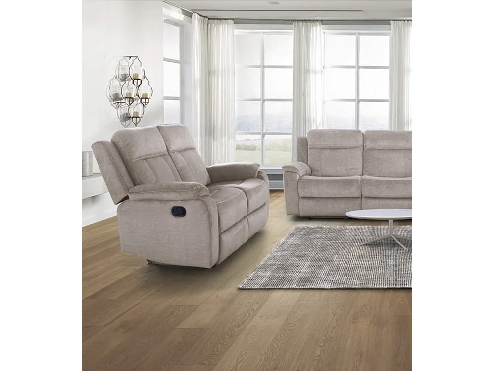 Sofá relax de 2 plazas reclinable manual de 102x148x95 cm de tela en color beige Reimon