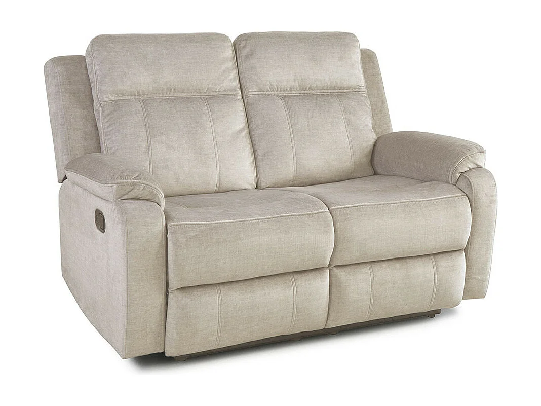 Sofá relax de 2 plazas reclinable manual de 102x148x95 cm de tela en color beige Reimon