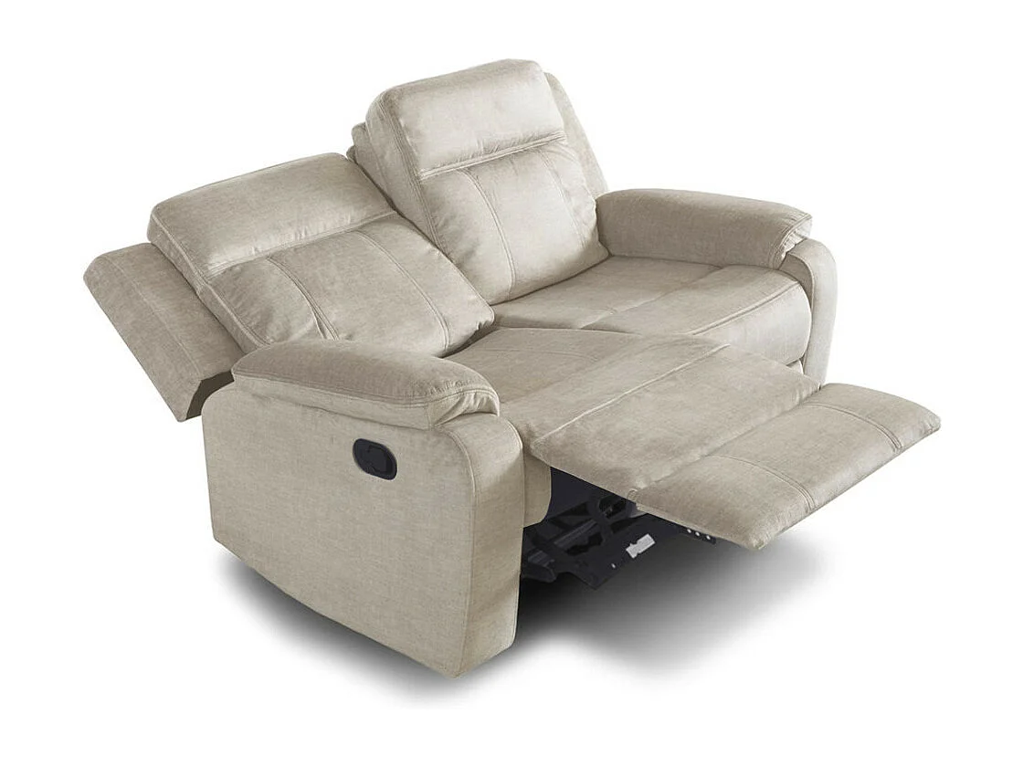 Sofá relax de 2 plazas reclinable manual de 102x148x95 cm de tela en color beige Reimon