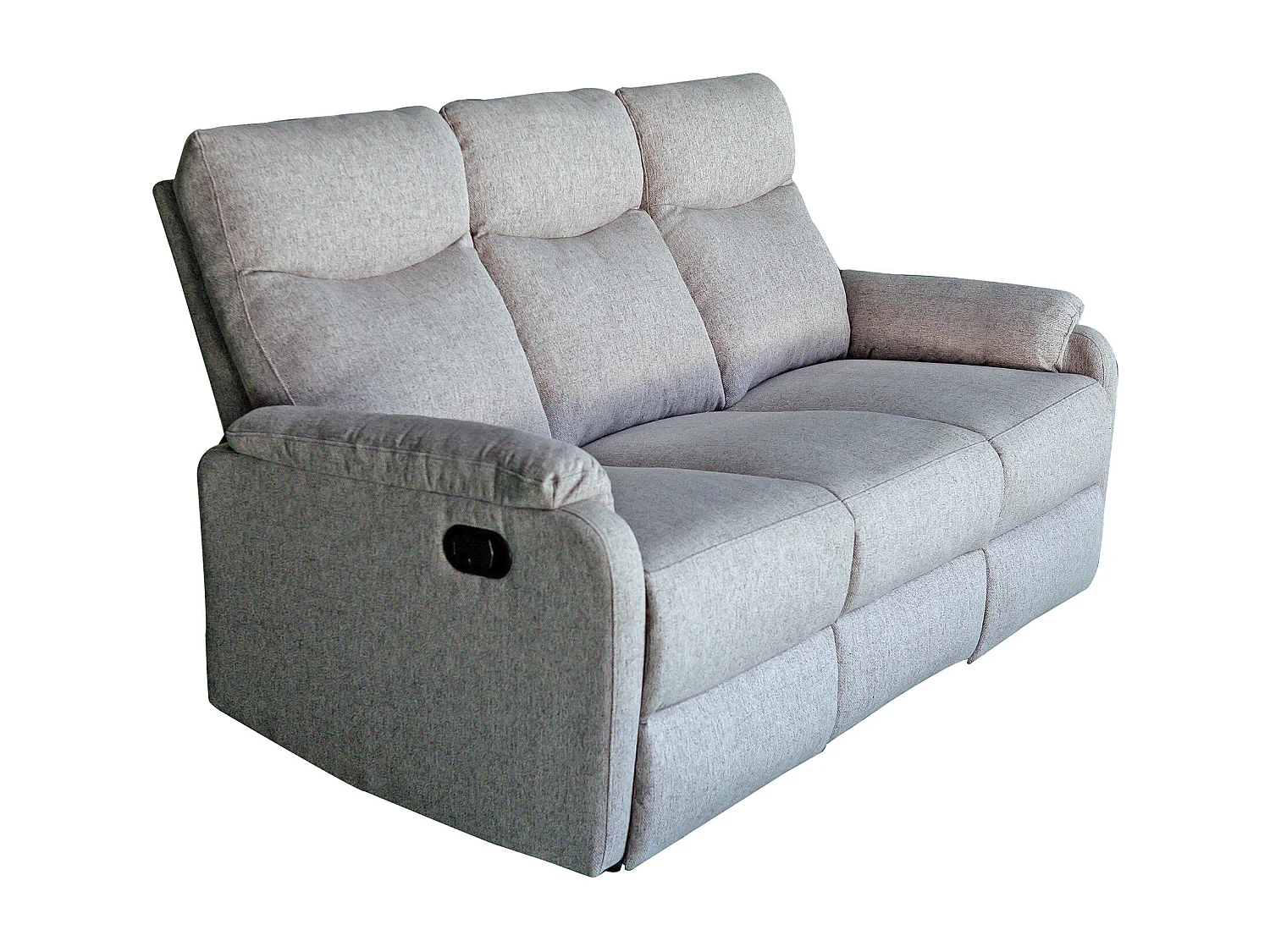 Sofá relax de 3 plazas de 101x179x95 cm de tela en color gris con reclinación manual Zar