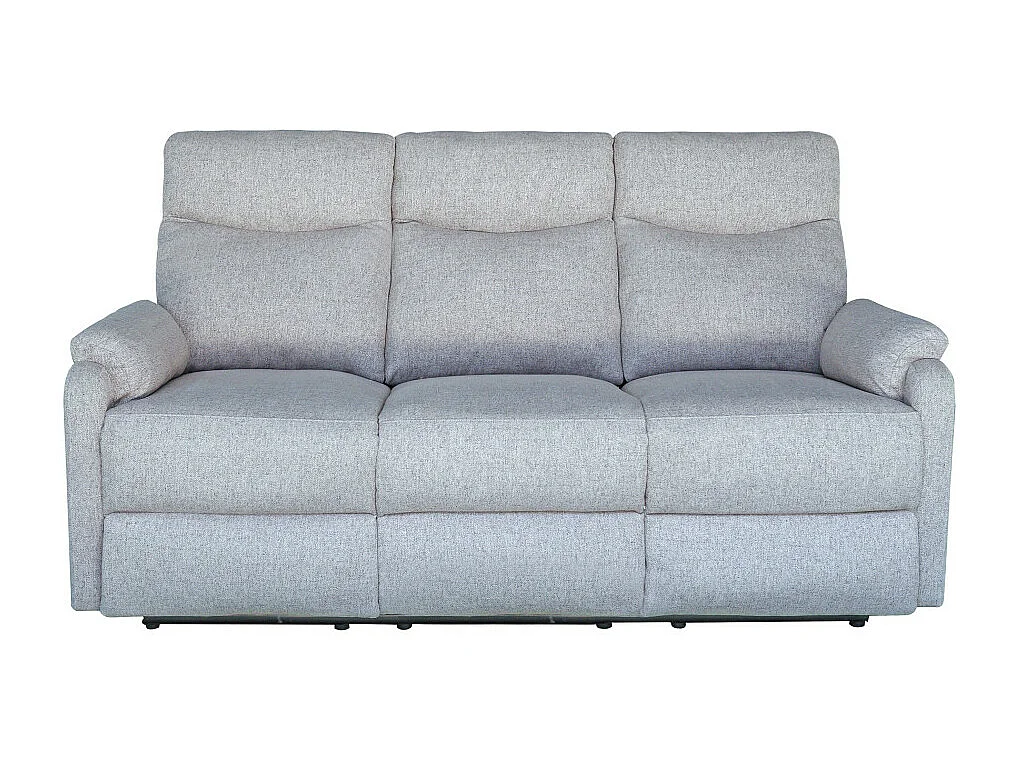 Sofá relax de 3 plazas de 101x179x95 cm de tela en color gris con reclinación manual Zar