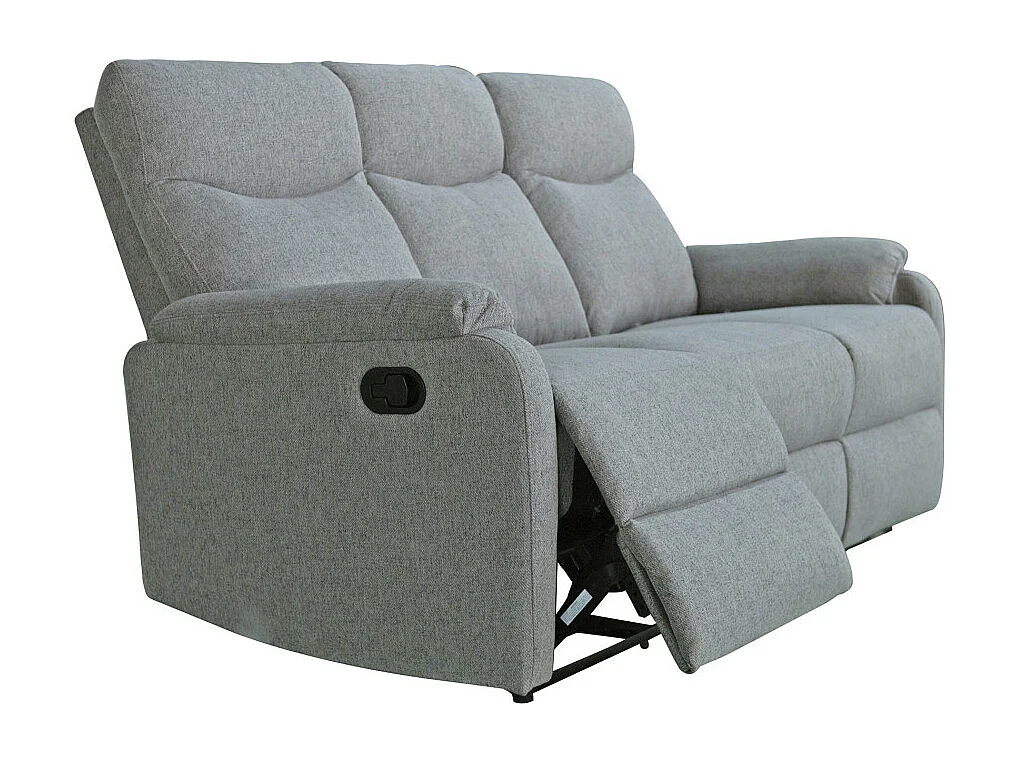 Sofá relax de 3 plazas de 101x179x95 cm de tela en color gris con reclinación manual Zar