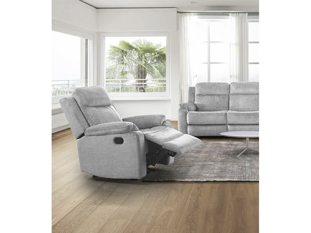 Sillón relax reclinable manual de 98x86x92 cm ergonómico de tela en color gris Reimon
