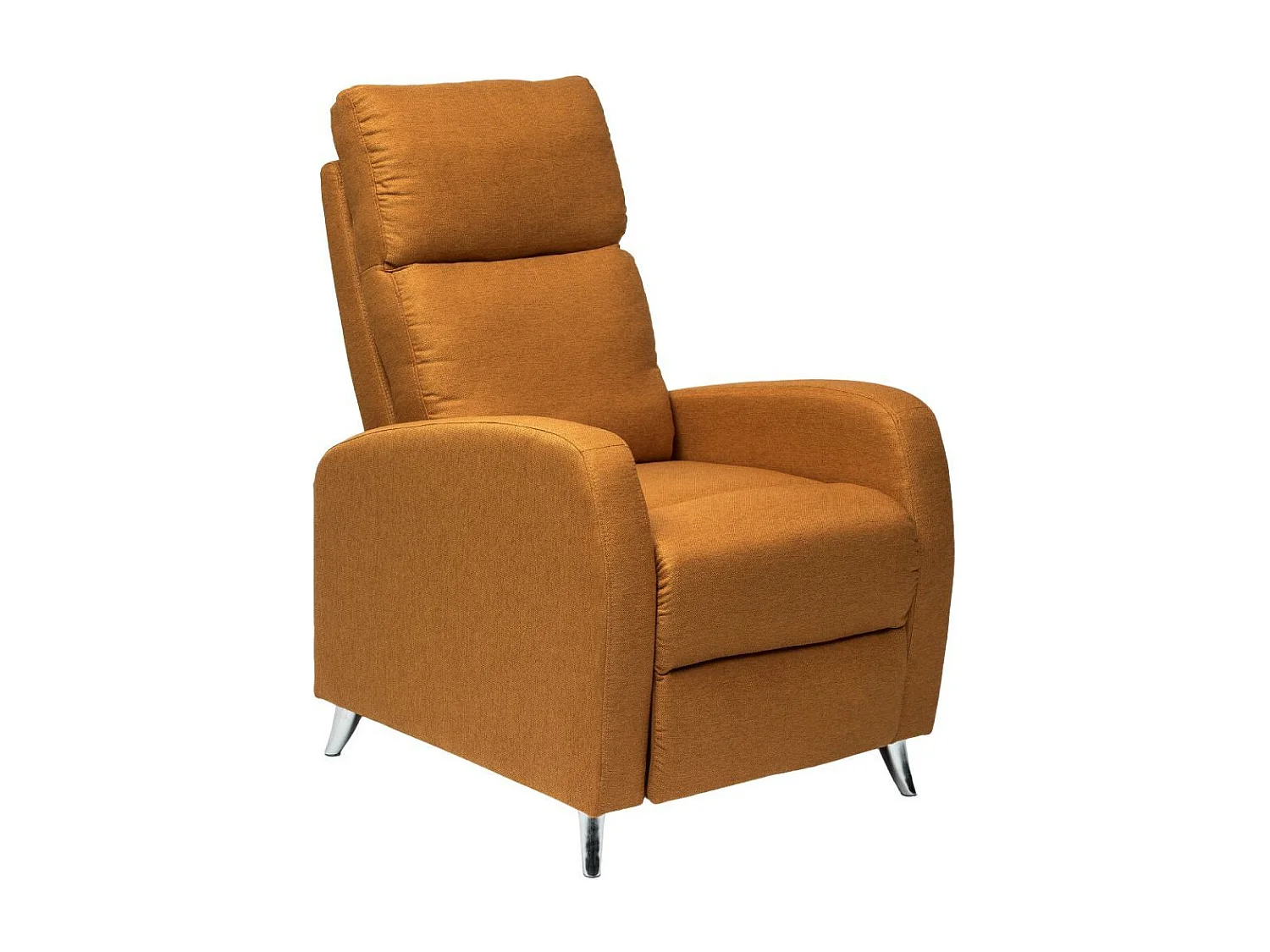 Sillón relax uniplaza de 107x73x93 cm de tela en color mostaza con patas metálicas Moyra