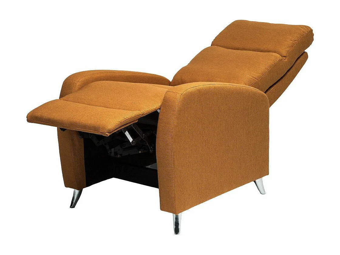 Sillón relax uniplaza de 107x73x93 cm de tela en color mostaza con patas metálicas Moyra
