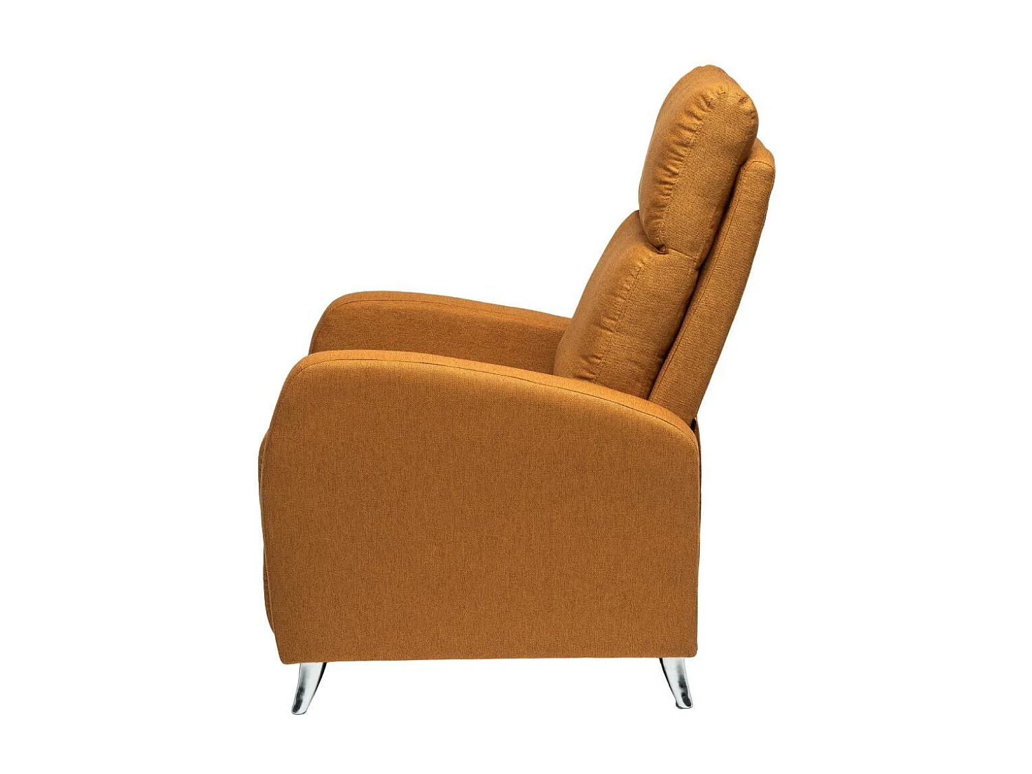 Sillón relax uniplaza de 107x73x93 cm de tela en color mostaza con patas metálicas Moyra