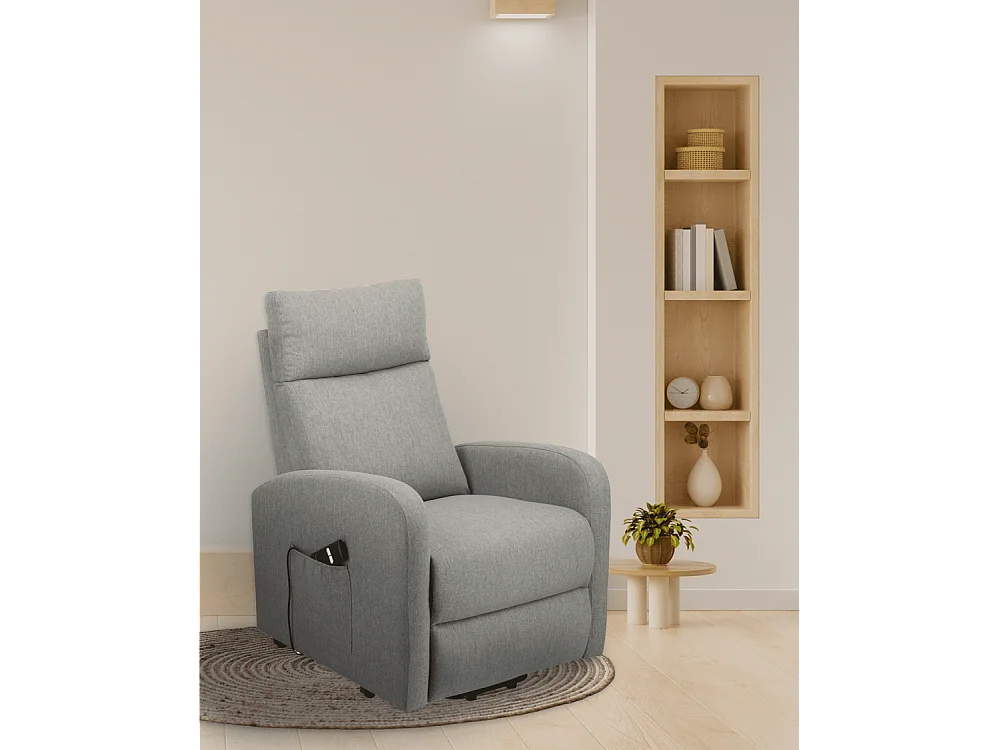 Butaca reclinable eléctrica de 101x85x65 cm de tela antimanchas en color gris Luna