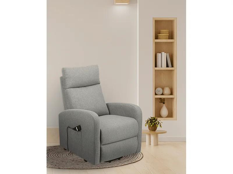 Butaca reclinable eléctrica de 101x85x65 cm de tela antimanchas en color gris Luna