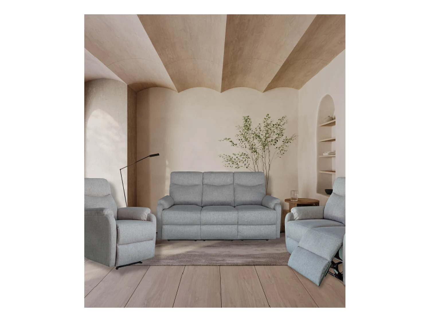 Sillón relax de 101x73x95 cm de tela en color gris con reclinación manual por palanca Zar