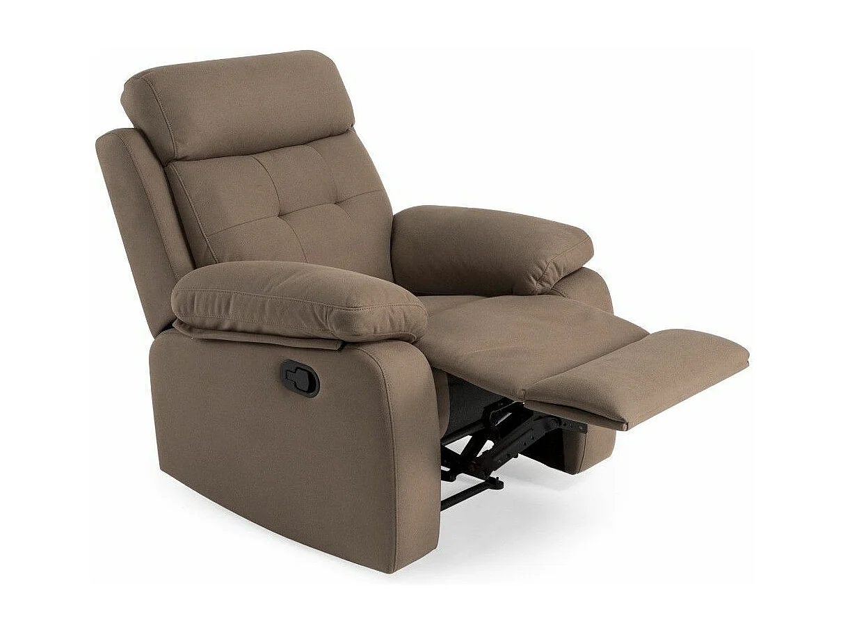 Sillón relax de 105x92x95 cm de terciopelo en color marrón con sistema manual Adela