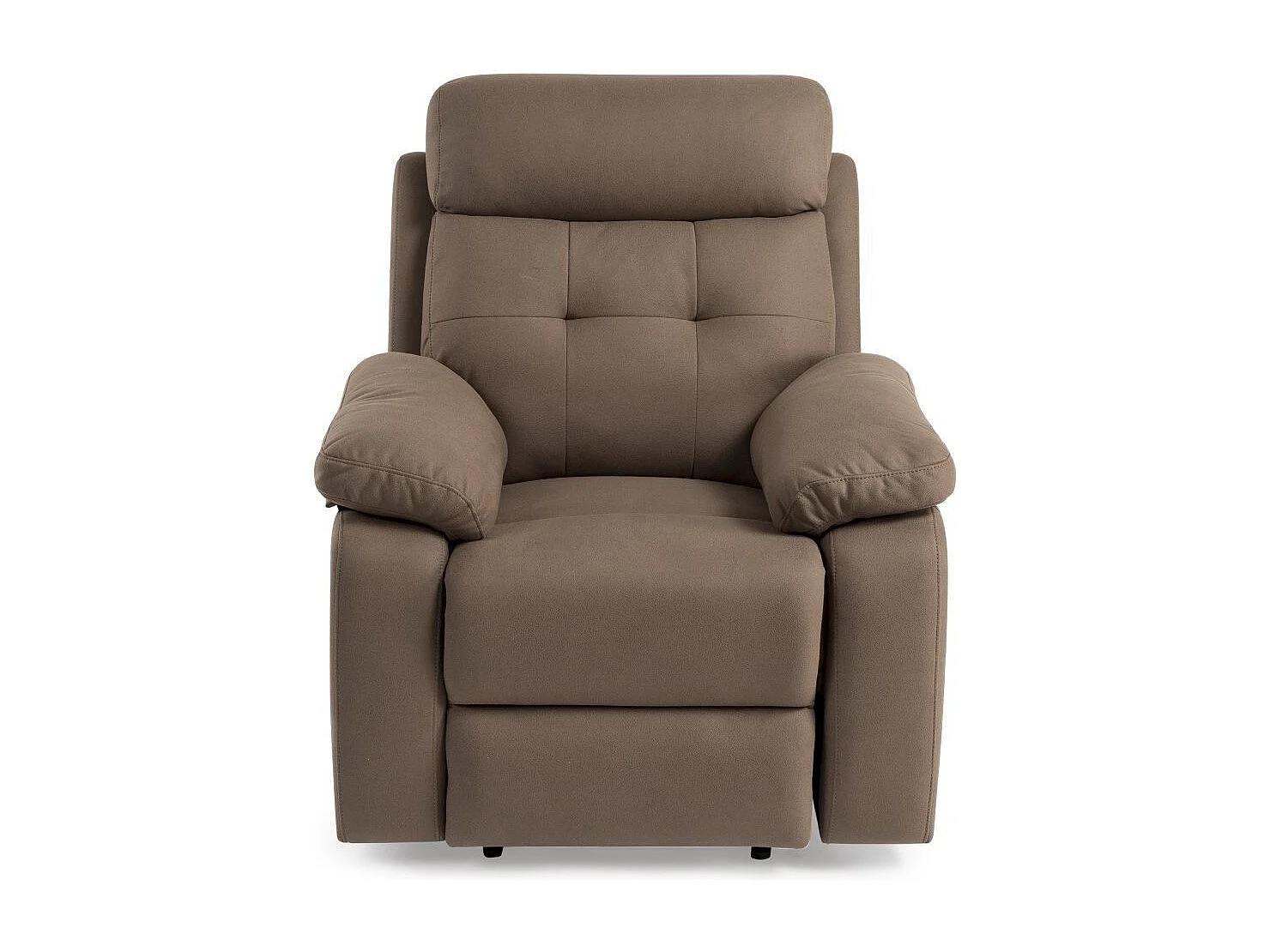 Sillón relax de 105x92x95 cm de terciopelo en color marrón con sistema manual Adela