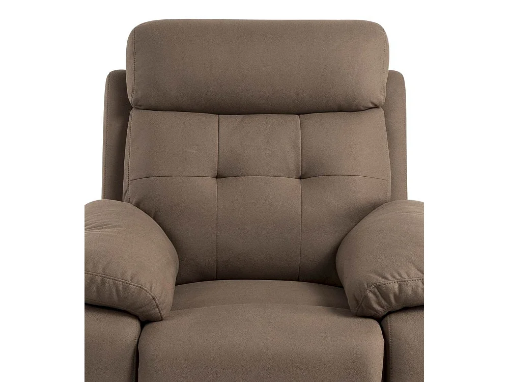 Sillón relax de 105x92x95 cm de terciopelo en color marrón con sistema manual Adela