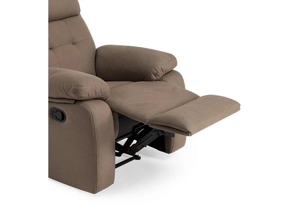 Sillón relax de 105x92x95 cm de terciopelo en color marrón con sistema manual Adela
