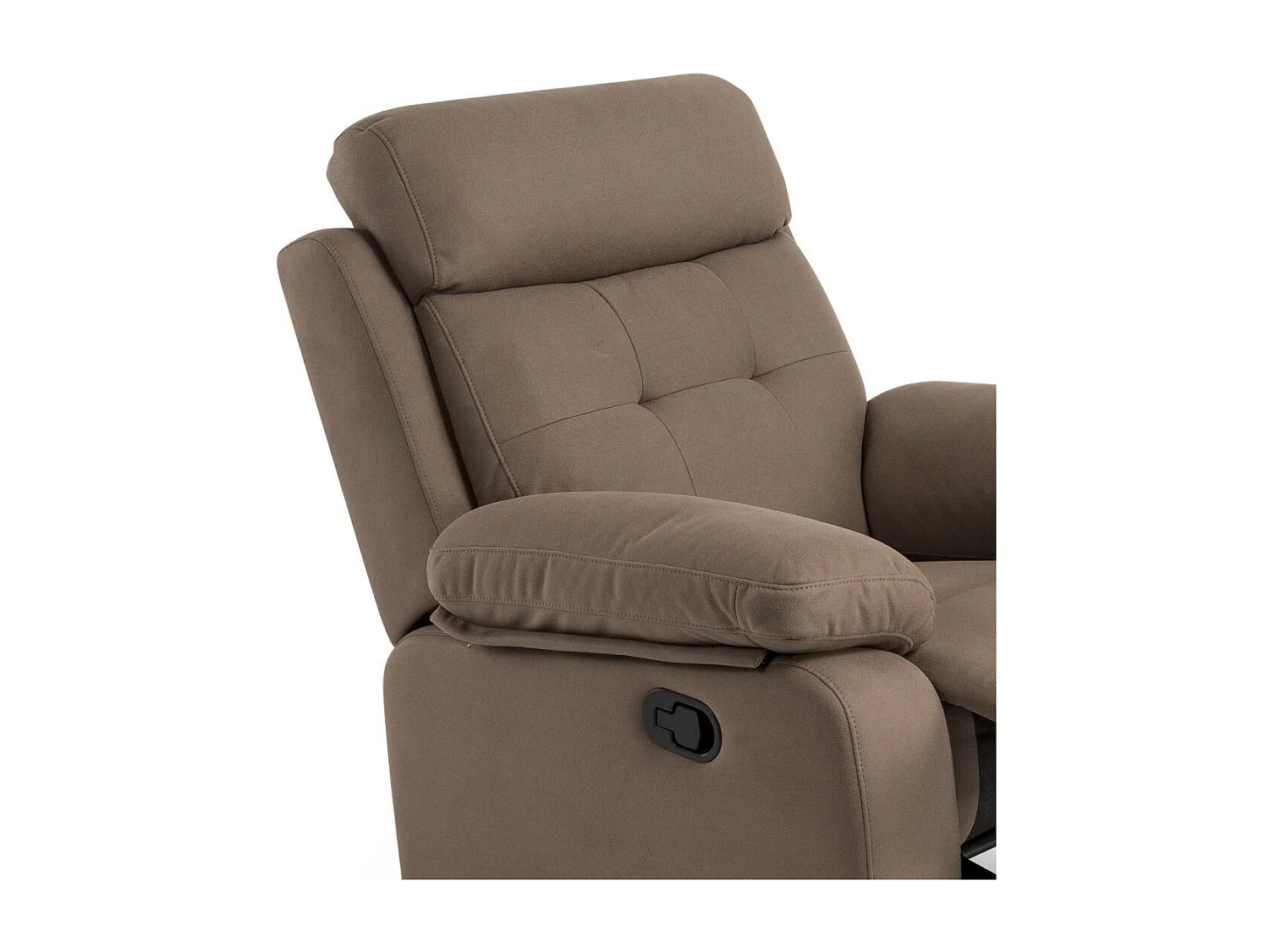 Sillón relax de 105x92x95 cm de terciopelo en color marrón con sistema manual Adela