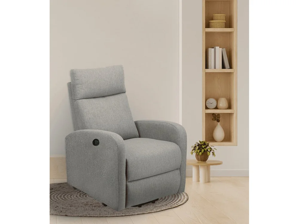 Butaca eléctrica de 101x65x85 cm de tela en color gris y estructura metálica negra Cheltia