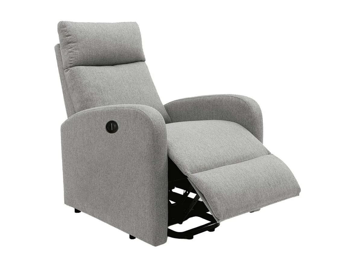 Butaca eléctrica de 101x65x85 cm de tela en color gris y estructura metálica negra Cheltia