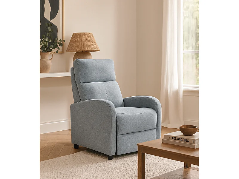 Sillón relax reclinable manual de 100-106x67x78 cm de tela en color gris Nexus