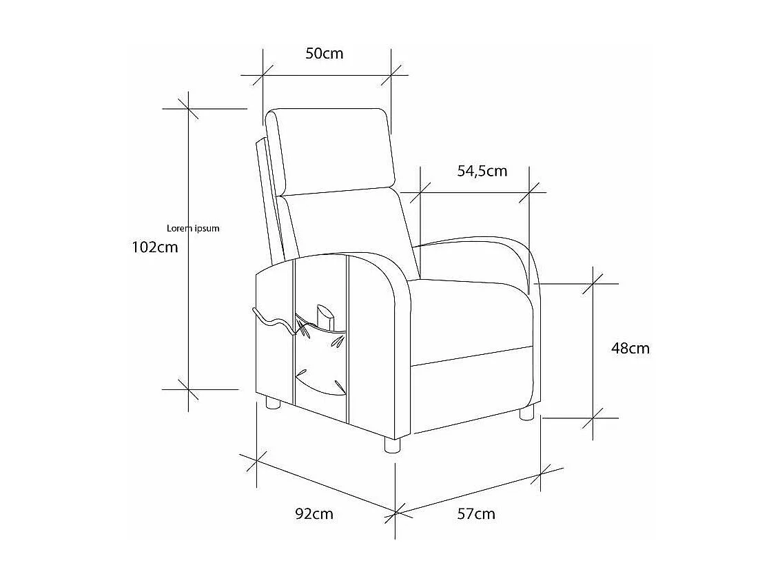 Sillón relax reclinable de 102x67x92 cm de tela en color gris con motor powerlift Lyon