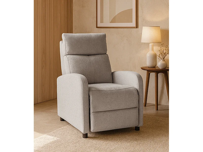 Sillón relax reclinable manual de 100-106x67x78 cm de tela en color beige Nexus