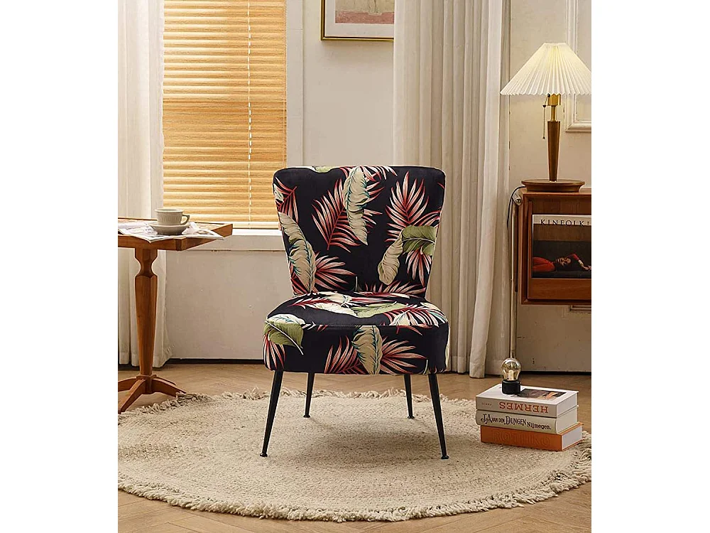 Butaca de salón descalzadora de 75x66x57 cm de tela en color rojo y patas doradas Momoa