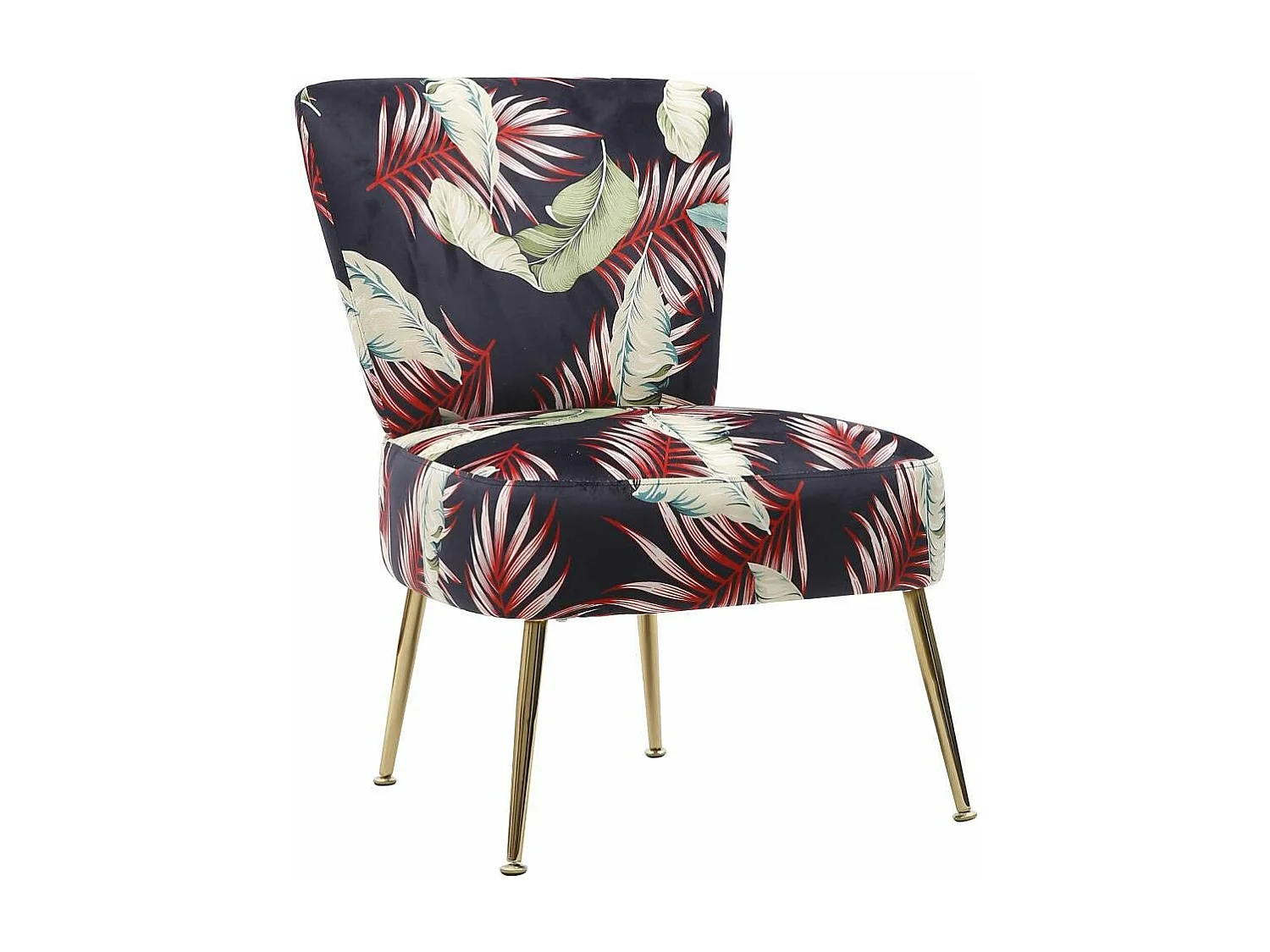 Butaca de salón descalzadora de 75x66x57 cm de tela en color rojo y patas doradas Momoa