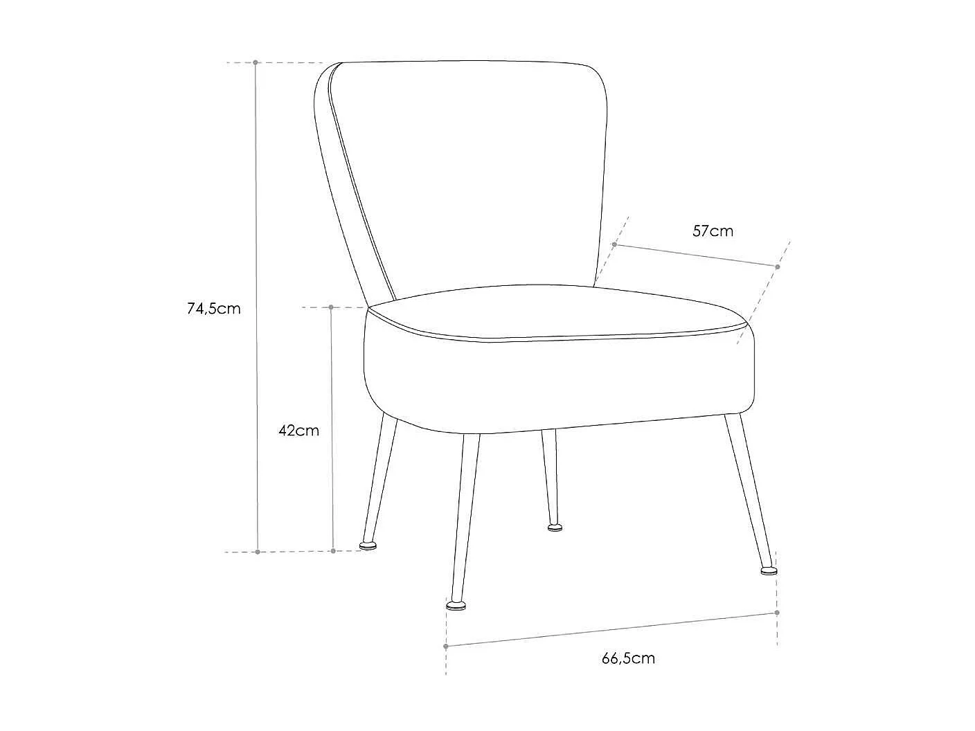Butaca de salón descalzadora de 75x66x57 cm de tela en color rojo y patas doradas Momoa