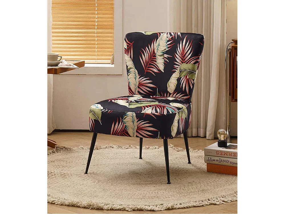 Butaca de salón descalzadora de 75x66x57 cm de tela en color rojo y patas doradas Momoa