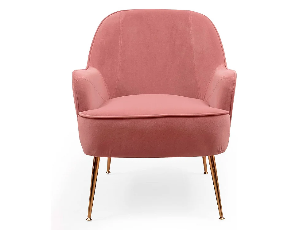 Butaca de 80x66x66 cm de tercipoelo con reposabrazos en color rosa y patas doradas Amberes