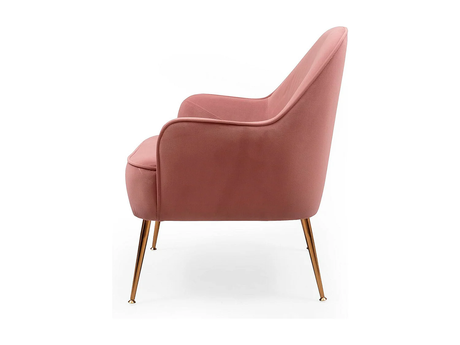 Butaca de 80x66x66 cm de tercipoelo con reposabrazos en color rosa y patas doradas Amberes