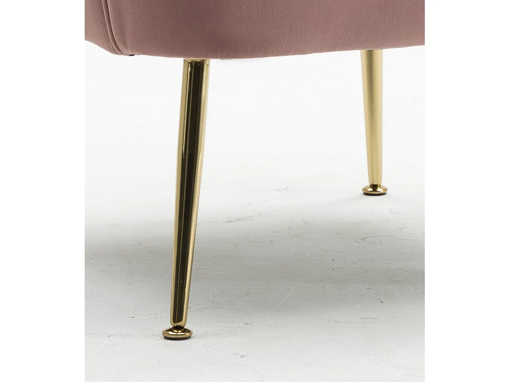 Butaca de 80x66x66 cm de tercipoelo con reposabrazos en color rosa y patas doradas Amberes