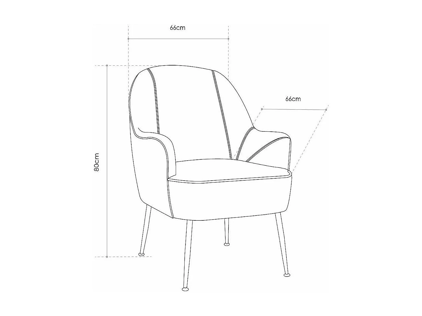 Butaca de 80x66x66 cm de tercipoelo con reposabrazos en color gris y patas negras Amberes