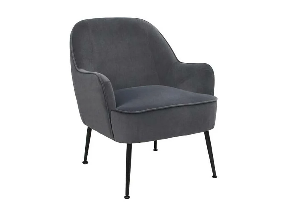 Butaca de 80x66x66 cm de tercipoelo con reposabrazos en color gris y patas negras Amberes