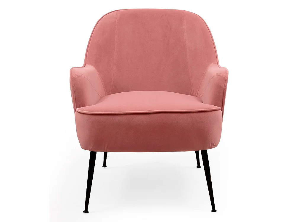 Butaca de 80x66x66 cm de tercipoelo con reposabrazos en color rosa y patas negras Amberes