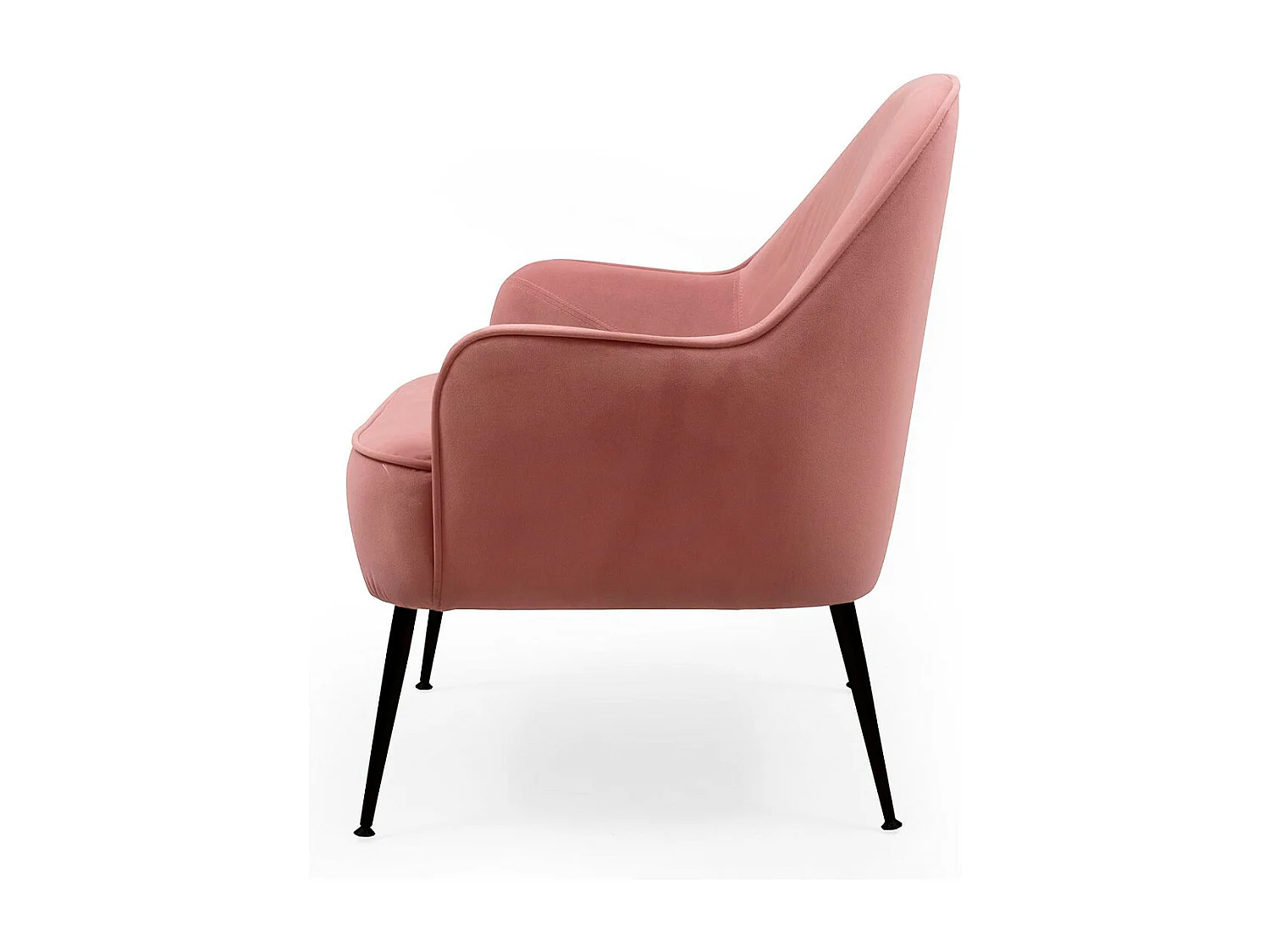 Butaca de 80x66x66 cm de tercipoelo con reposabrazos en color rosa y patas negras Amberes