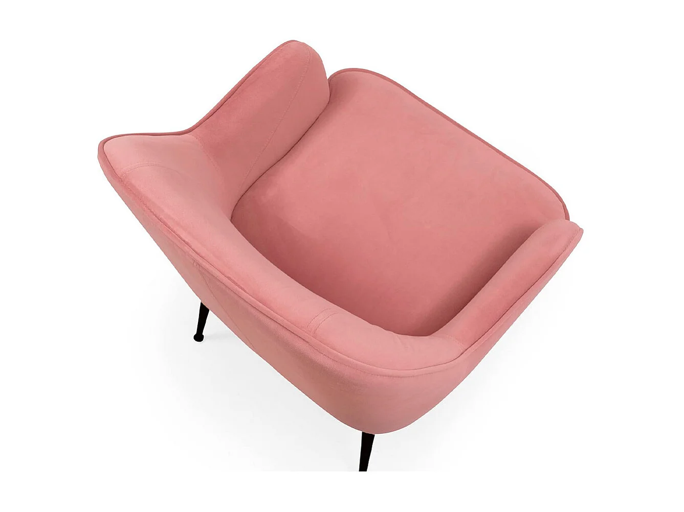 Butaca de 80x66x66 cm de tercipoelo con reposabrazos en color rosa y patas negras Amberes