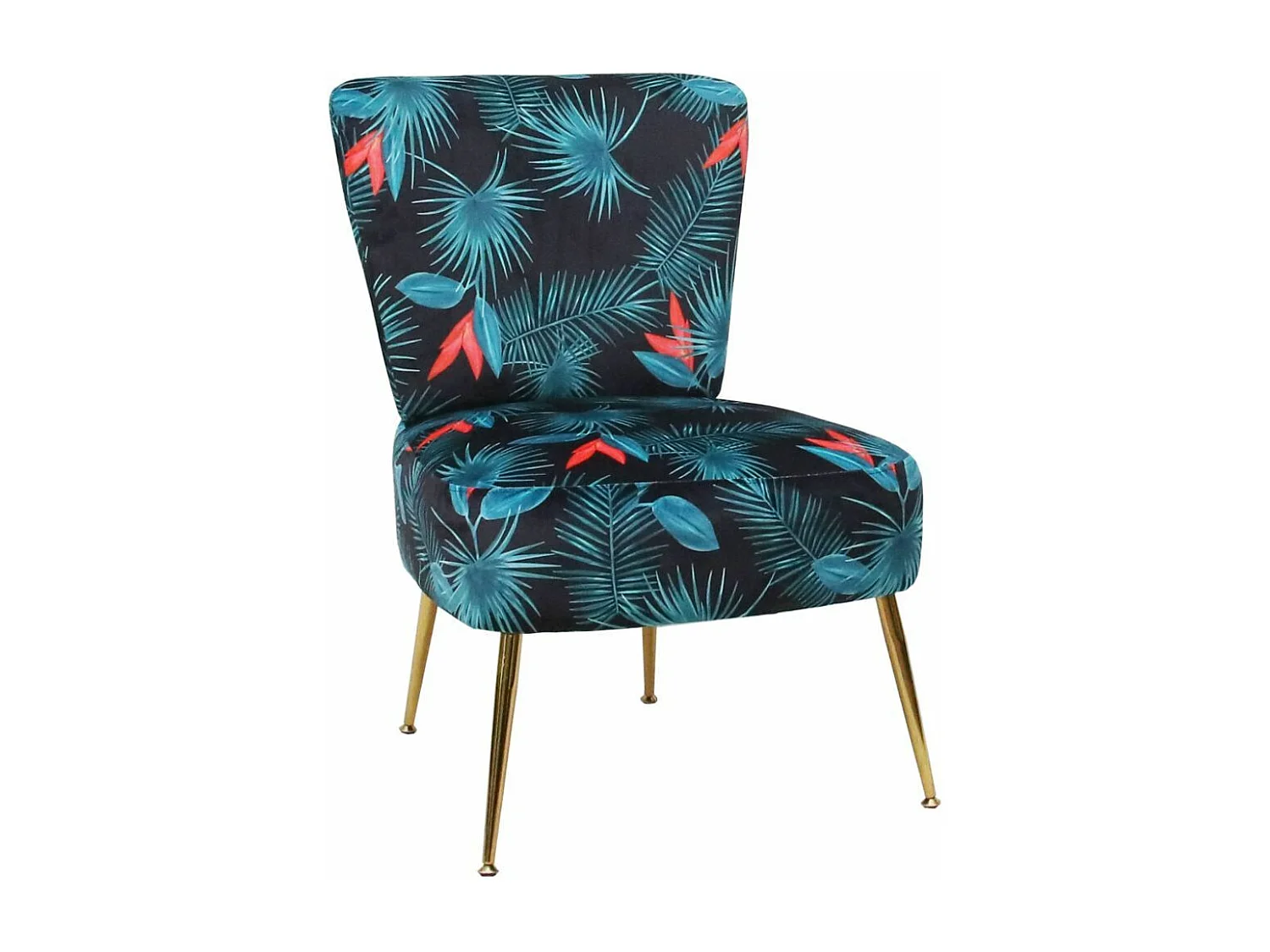 Butaca de salón descalzadora de 75x66x57 cm de tela en color azul y patas doradas Momoa