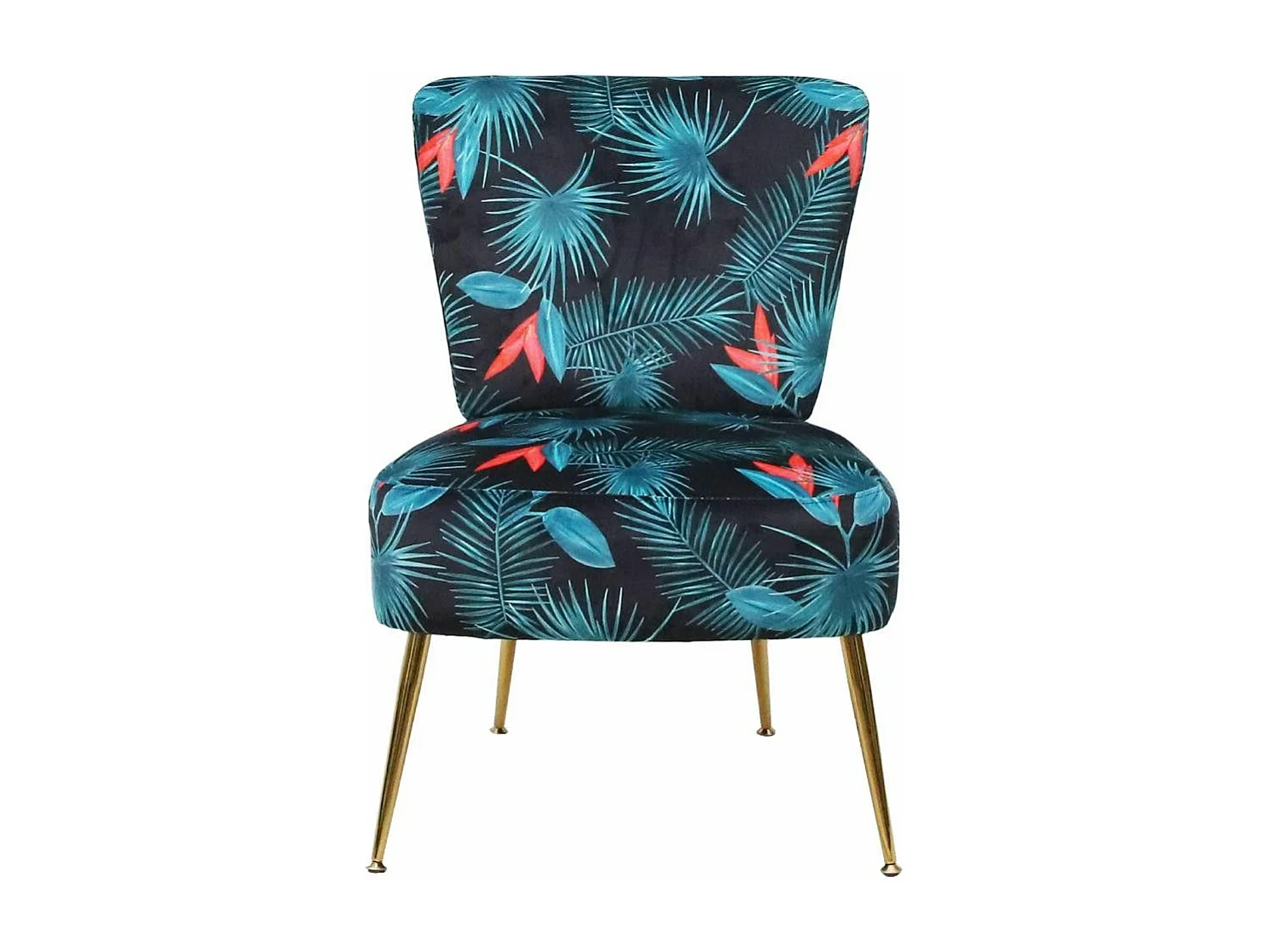 Butaca de salón descalzadora de 75x66x57 cm de tela en color azul y patas doradas Momoa