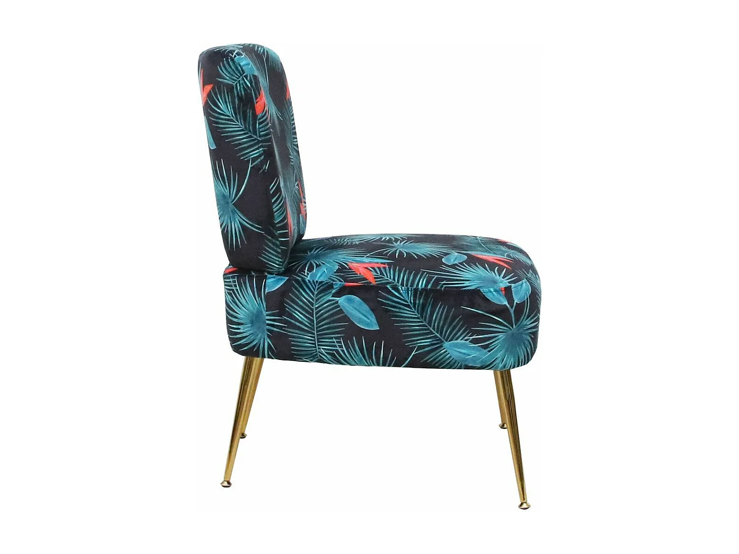 Butaca de salón descalzadora de 75x66x57 cm de tela en color azul y patas doradas Momoa