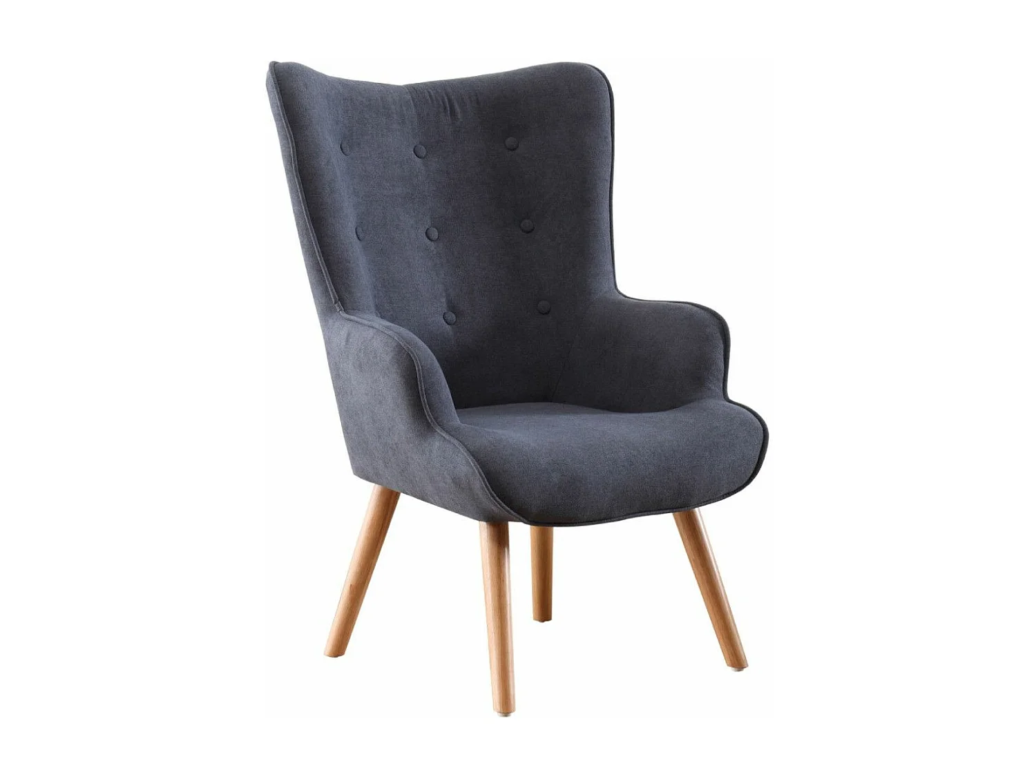 Butaca de 95x71x75 cm con reposabrazos en color gris y patas de madera marrones Dakota