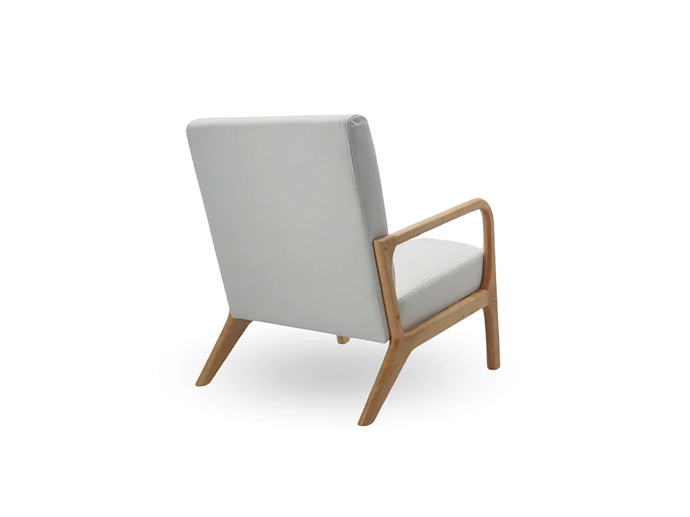 Butaca de 78x65x75 cm con estructura de madera maciza y tela en color blanco Nicole