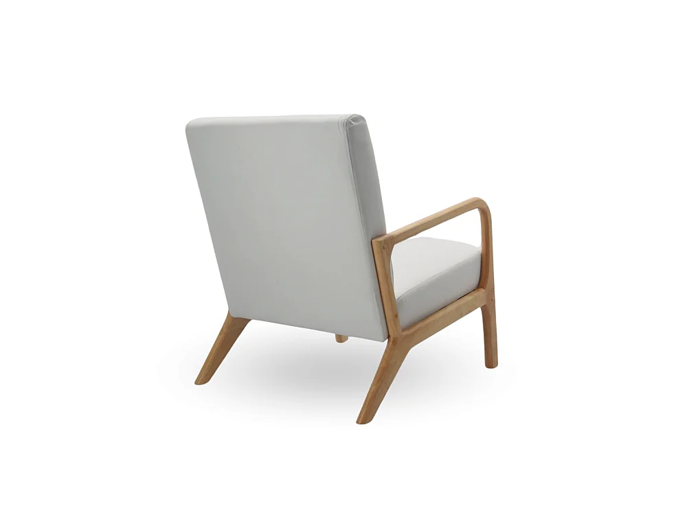 Butaca de 78x65x75 cm con estructura de madera maciza y tela en color blanco Nicole